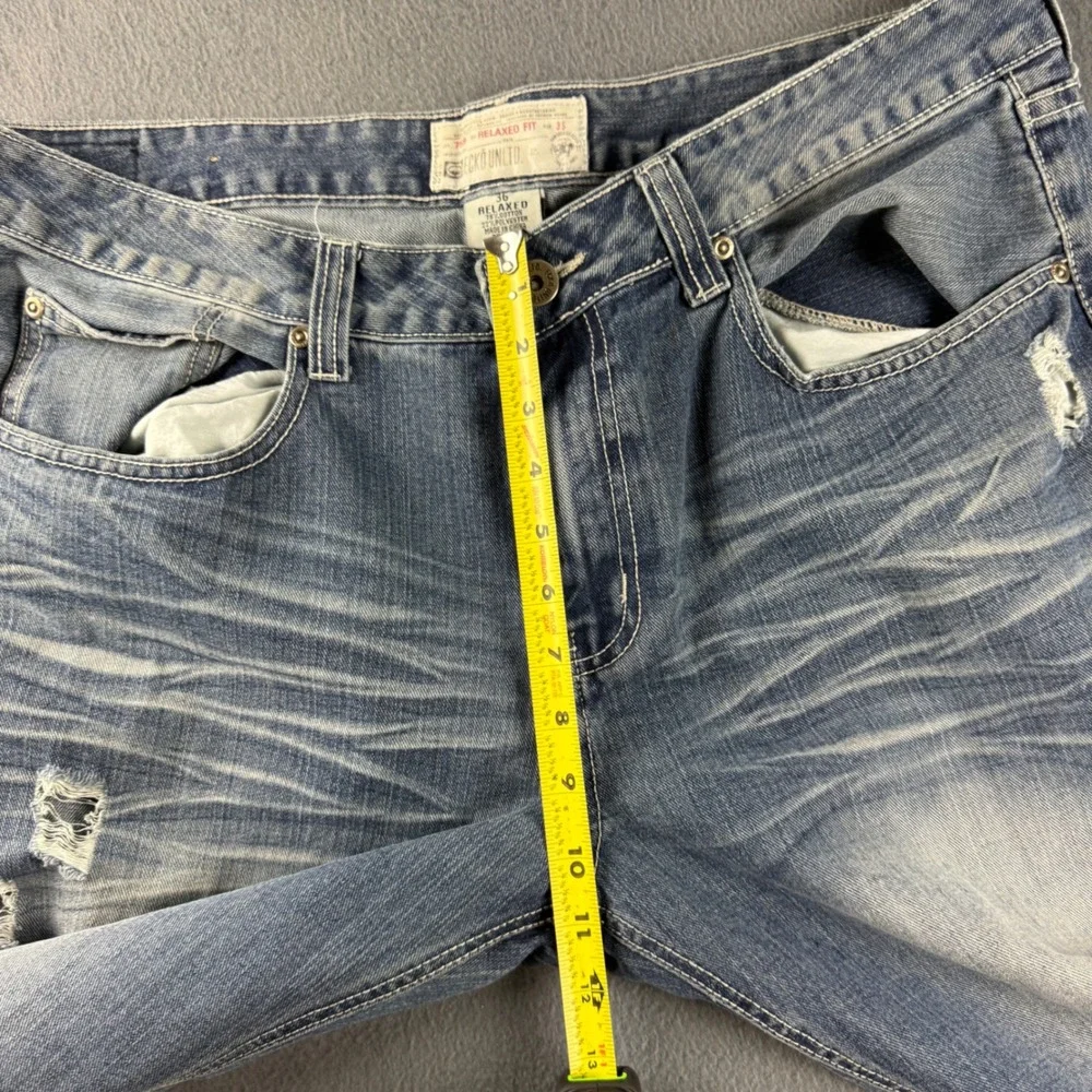 Ecko Unltd Jeans Men's 36 (Fits 38x32) Blue Relaxed Baggy Wide Leg Whiskered Y2K